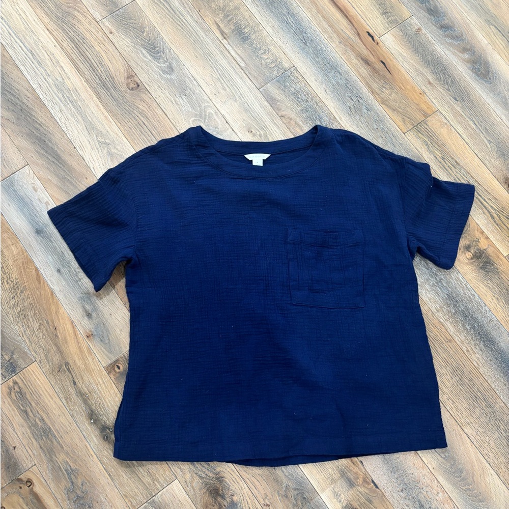 Caslon Blue Crop Top Classic Style